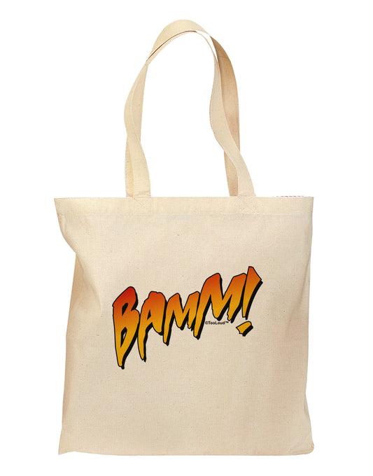 Onomatopoeia BAMM Grocery Tote Bag-Grocery Tote-TooLoud-Natural-Medium-Davson Sales