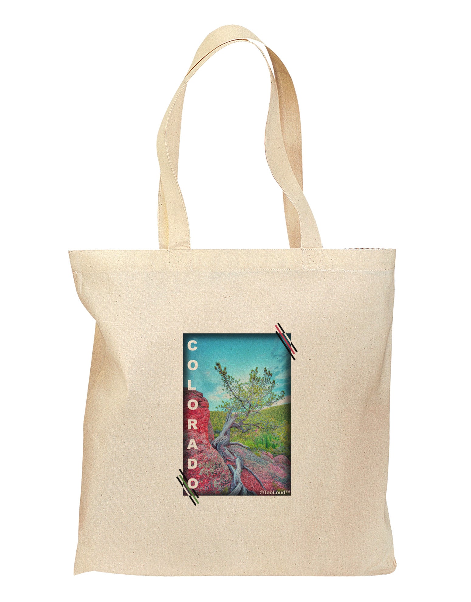 CO Cliffside Tree Text Grocery Tote Bag-Grocery Tote-TooLoud-Natural-Medium-Davson Sales