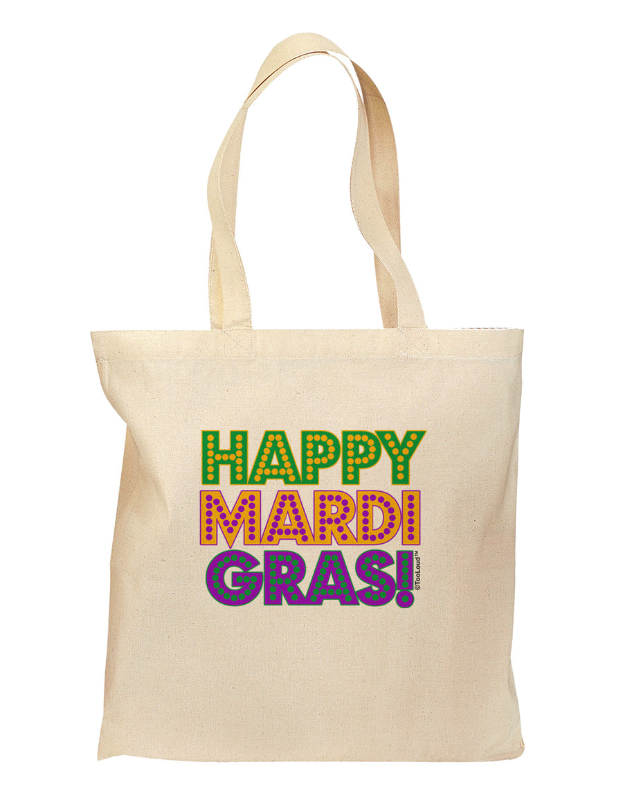 Happy Mardi Gras Text Grocery Tote Bag by TooLoud-Grocery Tote-TooLoud-Natural-Medium-Davson Sales