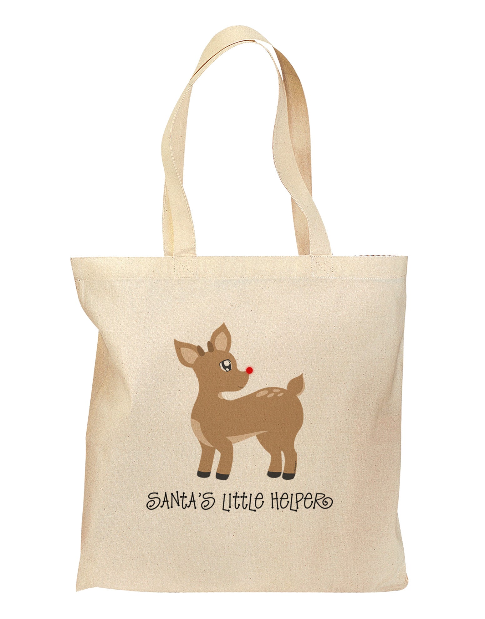 Santa's Little Helper Cute Rudolph - Christmas Grocery Tote Bag by TooLoud-Grocery Tote-TooLoud-Natural-Medium-Davson Sales