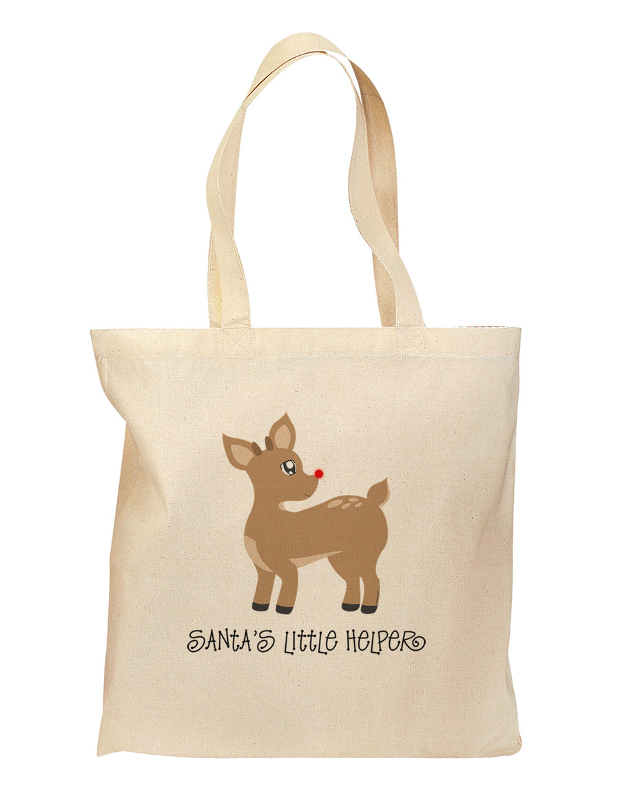 Santa's Little Helper Cute Rudolph - Christmas Grocery Tote Bag by TooLoud-Grocery Tote-TooLoud-Natural-Medium-Davson Sales