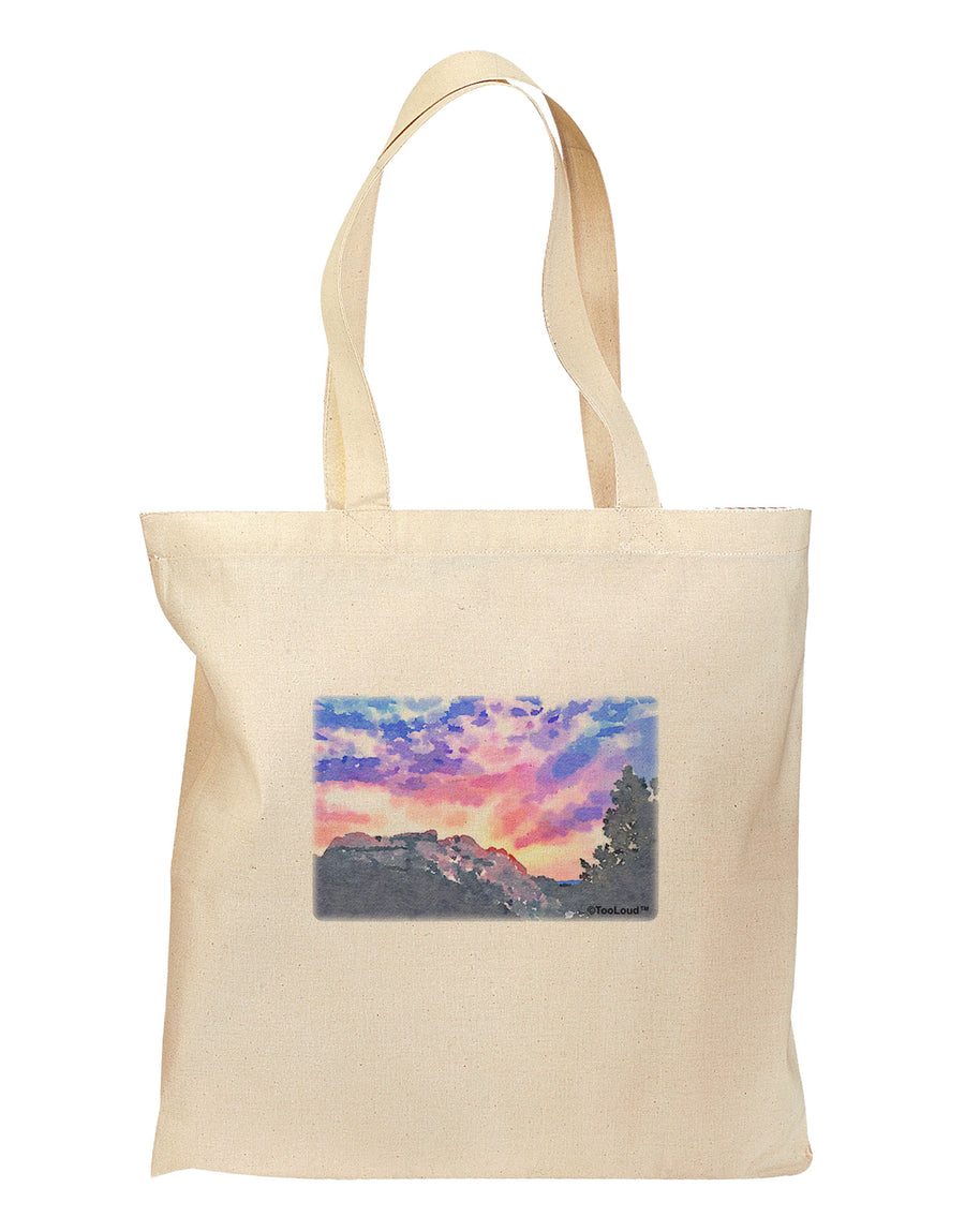 Colorado Rainbow Sunset Watercolor Grocery Tote Bag-Grocery Tote-TooLoud-Natural-Medium-Davson Sales