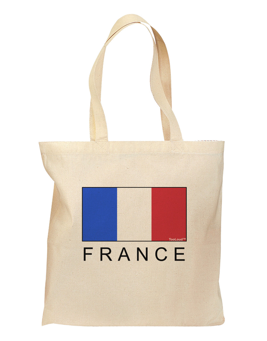 French Flag - France Text Grocery Tote Bag by TooLoud-Grocery Tote-TooLoud-Natural-Medium-Davson Sales