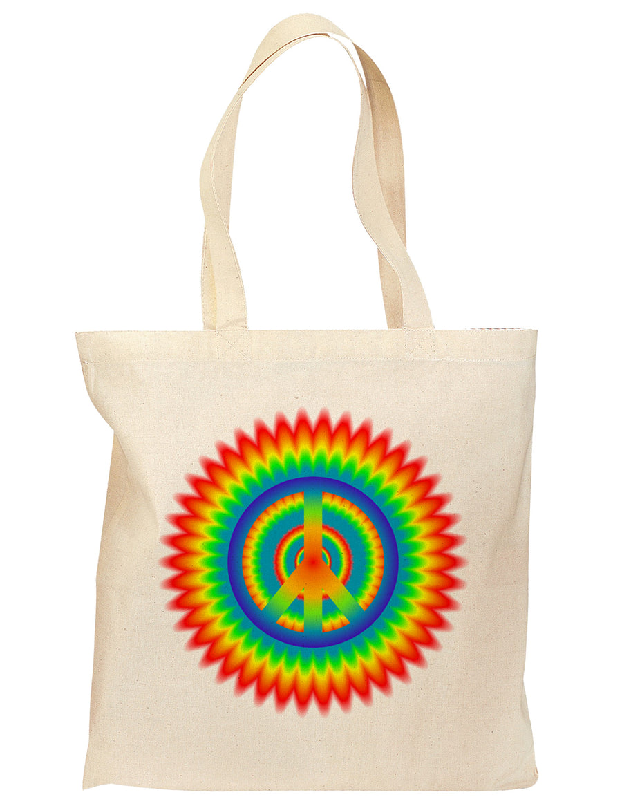 Psychedelic Peace Grocery Tote Bag-Grocery Tote-TooLoud-Natural-Medium-Davson Sales