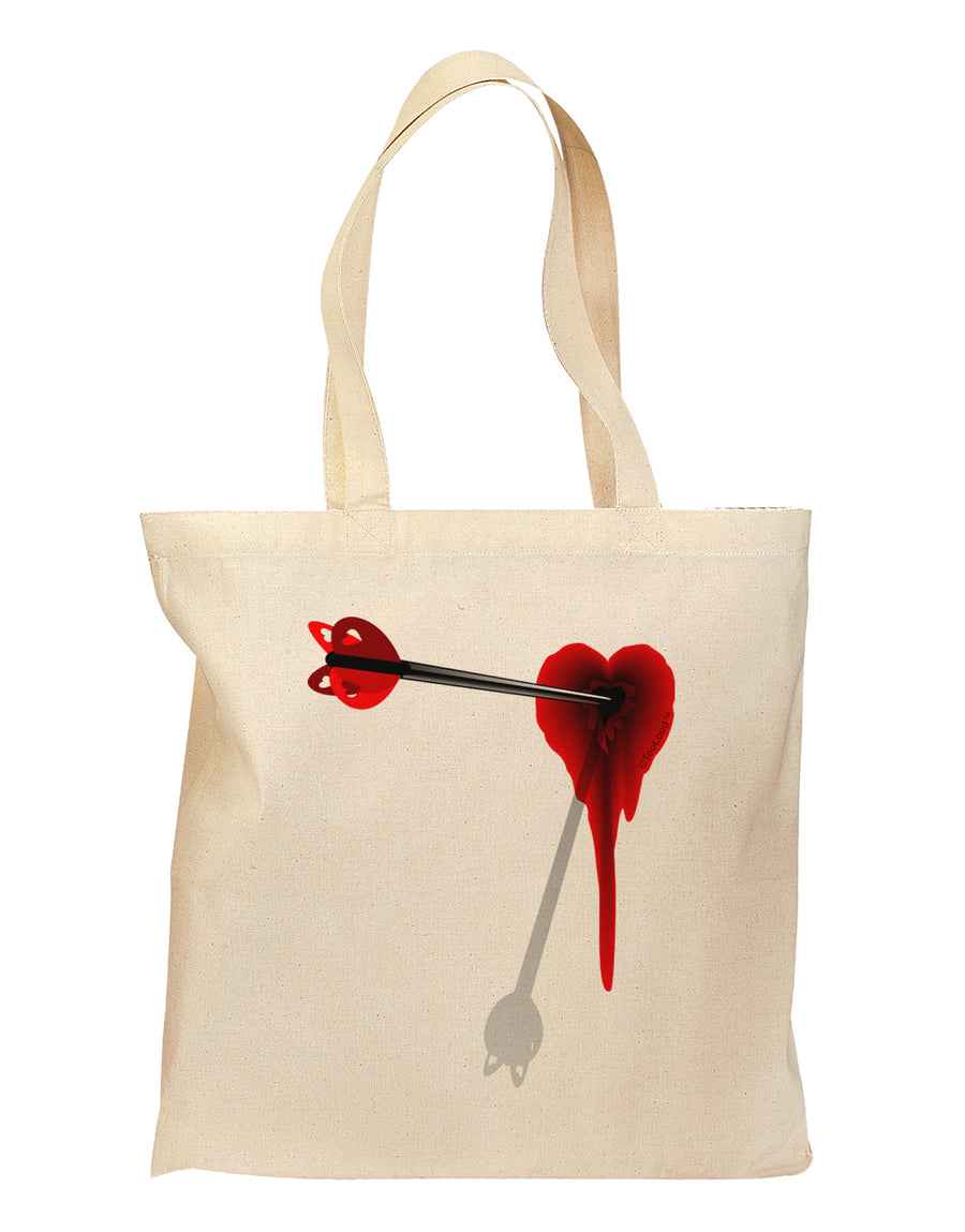 Cupid's Arrow Heart Shot Wound Grocery Tote Bag-Grocery Tote-TooLoud-Natural-Medium-Davson Sales