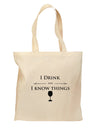 I Drink and I Know Things funny Grocery Tote Bag - Natural by TooLoud-Grocery Tote-TooLoud-Natural-Medium-Davson Sales