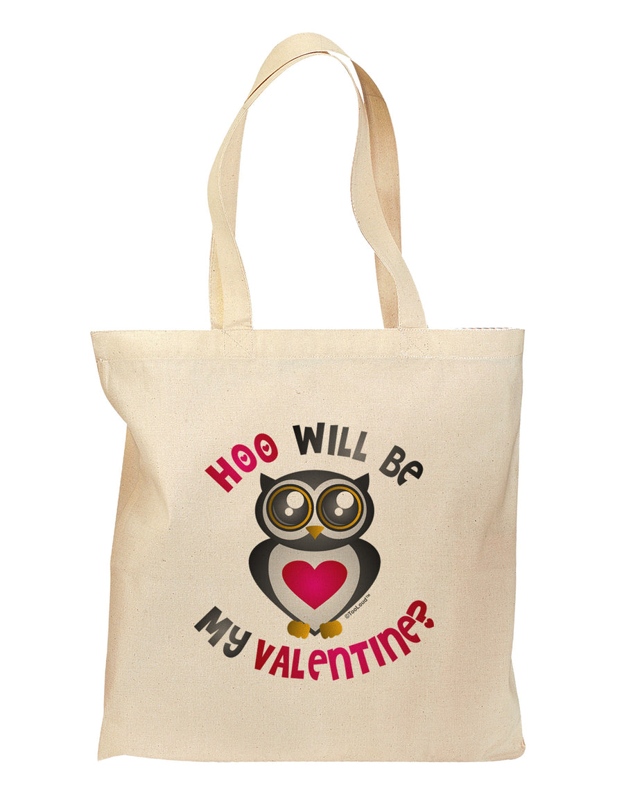 Hoo Will Be My Valentine Grocery Tote Bag-Grocery Tote-TooLoud-Natural-Medium-Davson Sales