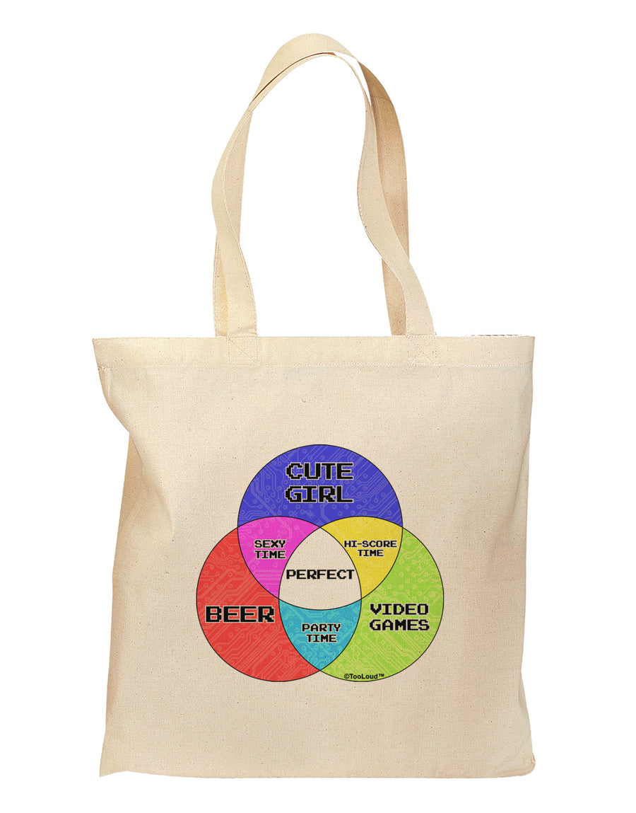 Beer Girl and Games Diagram Grocery Tote Bag-Grocery Tote-TooLoud-Natural-Medium-Davson Sales