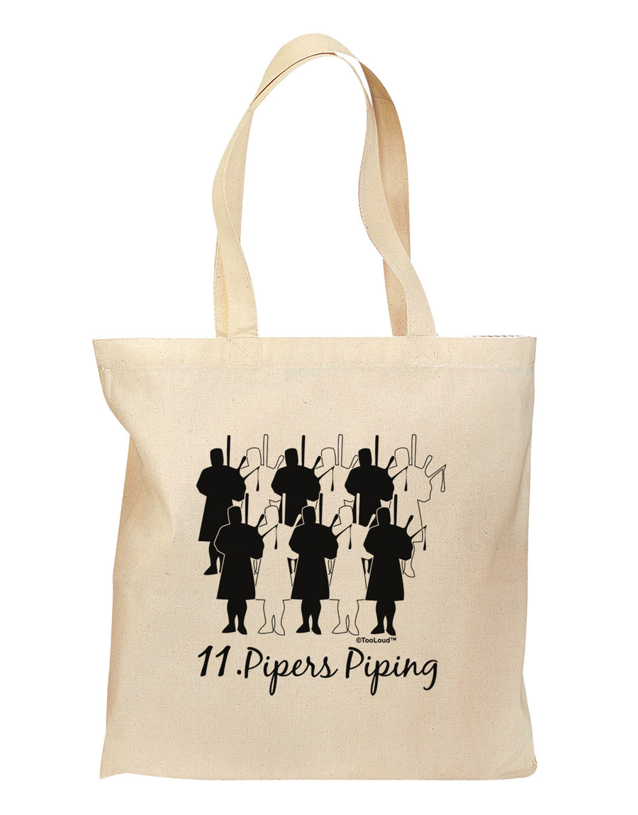 Eleven Pipers Piping Text Grocery Tote Bag-Grocery Tote-TooLoud-Natural-Medium-Davson Sales