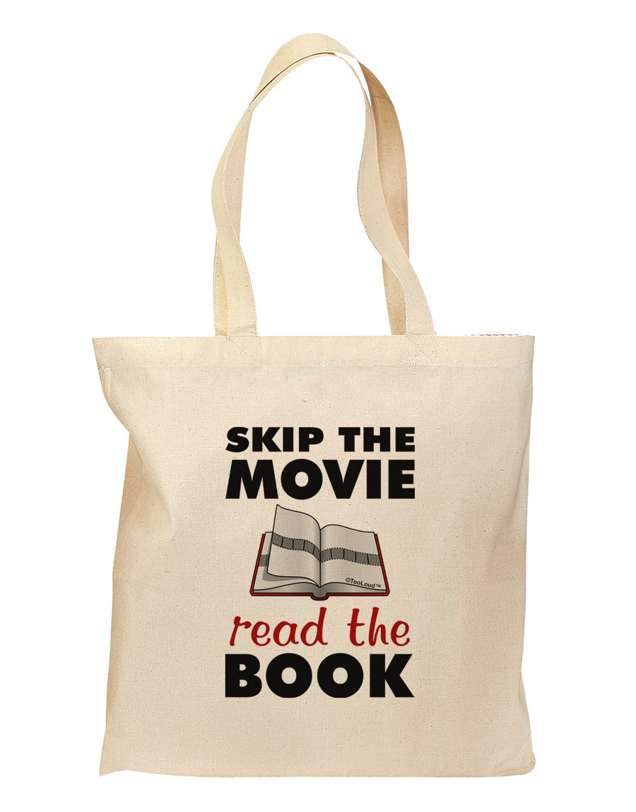 Skip The Movie Read The Book Grocery Tote Bag - Natural-Grocery Tote-TooLoud-Natural-Medium-Davson Sales