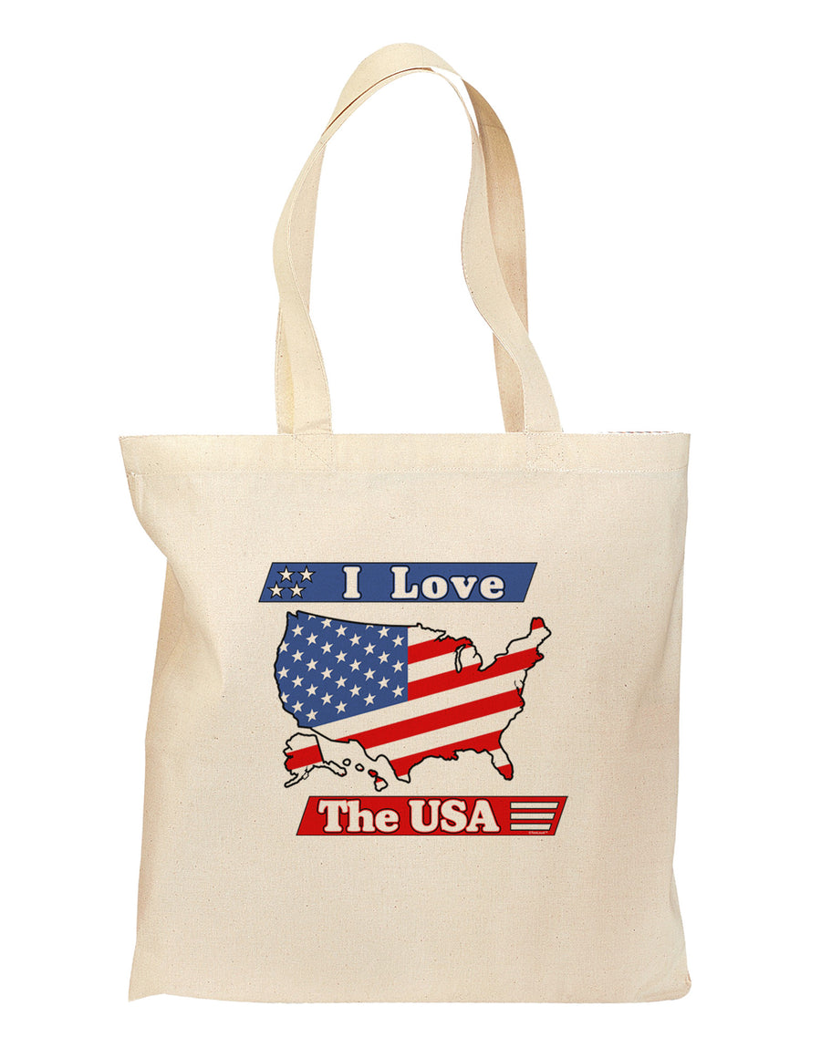 I Love The USA Grocery Tote Bag-Grocery Tote-TooLoud-Natural-Medium-Davson Sales