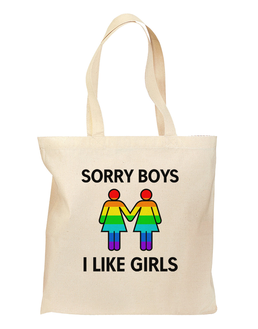 Sorry Boys I Like Girls Lesbian Rainbow Grocery Tote Bag-Grocery Tote-TooLoud-Natural-Medium-Davson Sales