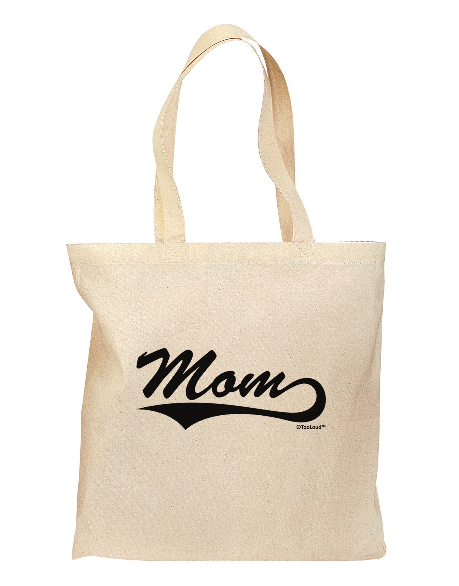 Mom - Sports Tail Script Grocery Tote Bag by TooLoud-Grocery Tote-TooLoud-Natural-Medium-Davson Sales