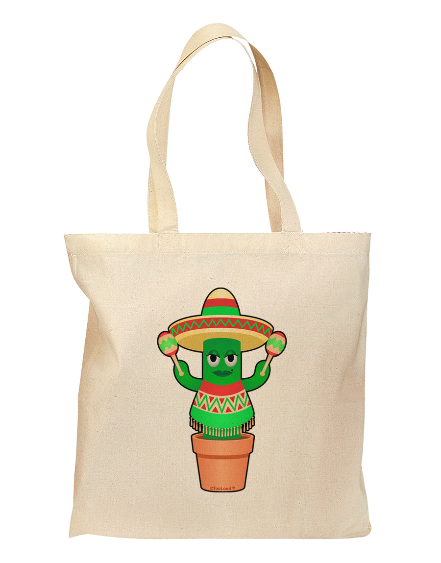 Fiesta Cactus Poncho Grocery Tote Bag by TooLoud-Grocery Tote-TooLoud-Natural-Medium-Davson Sales