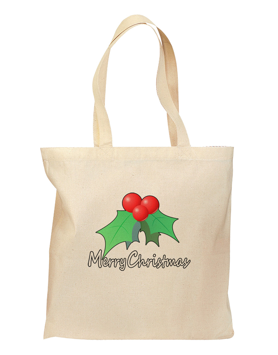 Mistletoe Merry Christmas Text Grocery Tote Bag-Grocery Tote-TooLoud-Natural-Medium-Davson Sales