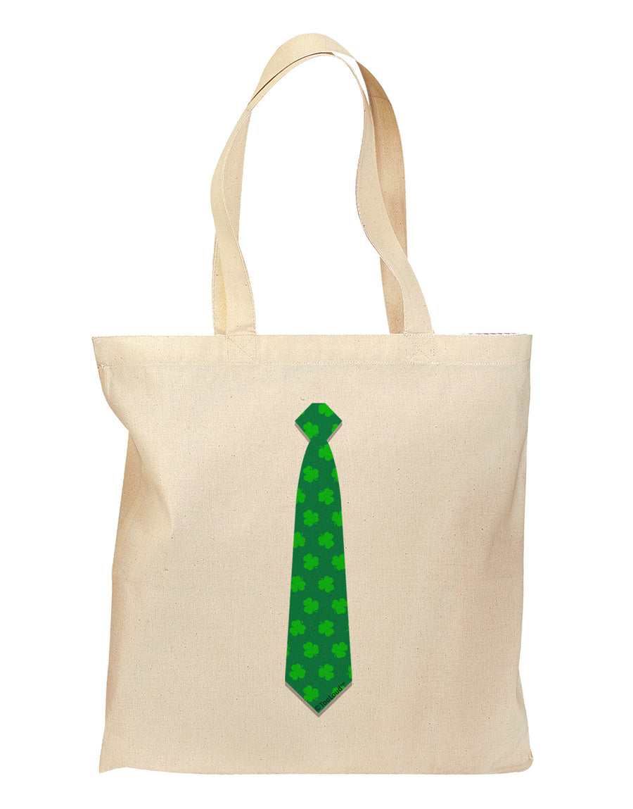 Clover Pattern Tie St Patrick's Day Grocery Tote Bag-Grocery Tote-TooLoud-Natural-Medium-Davson Sales