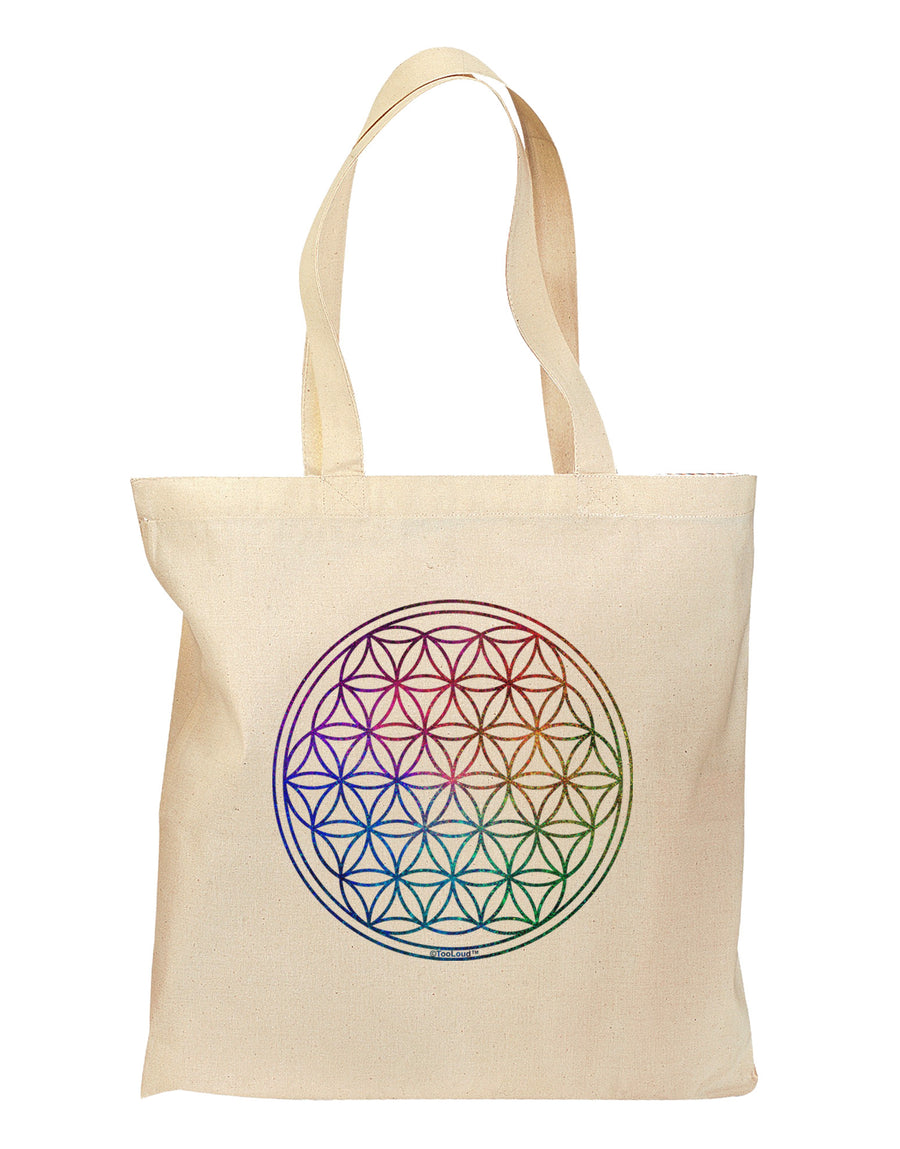 Flower of Life Circle Grocery Tote Bag-Grocery Tote-TooLoud-Natural-Medium-Davson Sales