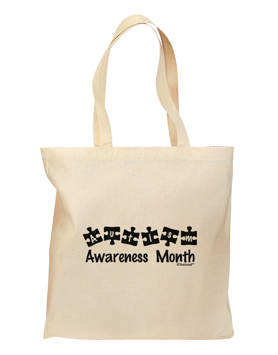 Autism Awareness Month - Puzzle Pieces Grocery Tote Bag by TooLoud-Grocery Tote-TooLoud-Natural-Medium-Davson Sales