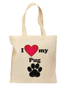 I Heart My Pug Grocery Tote Bag - Natural by TooLoud-Grocery Tote-TooLoud-Natural-Medium-Davson Sales