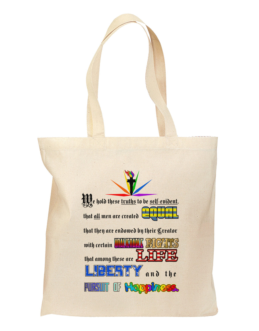 Equality Life Liberty Pursuit of Happiness Grocery Tote Bag-Grocery Tote-TooLoud-Natural-Medium-Davson Sales