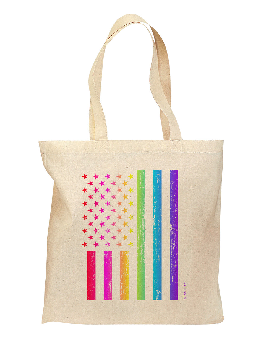 American Pride - Rainbow Flag Grocery Tote Bag-Grocery Tote-TooLoud-Natural-Medium-Davson Sales