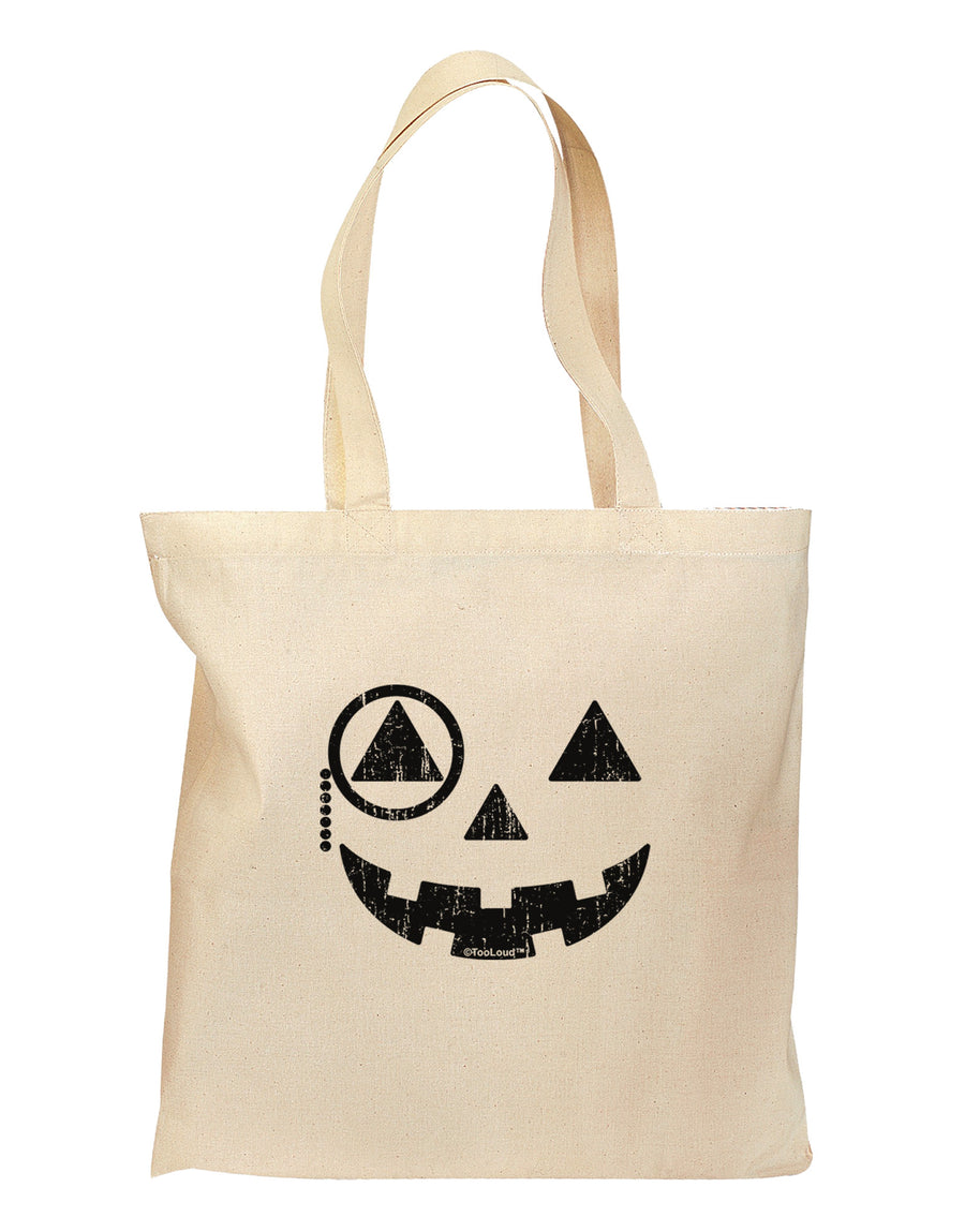 Monocle Jack-o-Lantern Distressed Grocery Tote Bag-Grocery Tote-TooLoud-Natural-Medium-Davson Sales