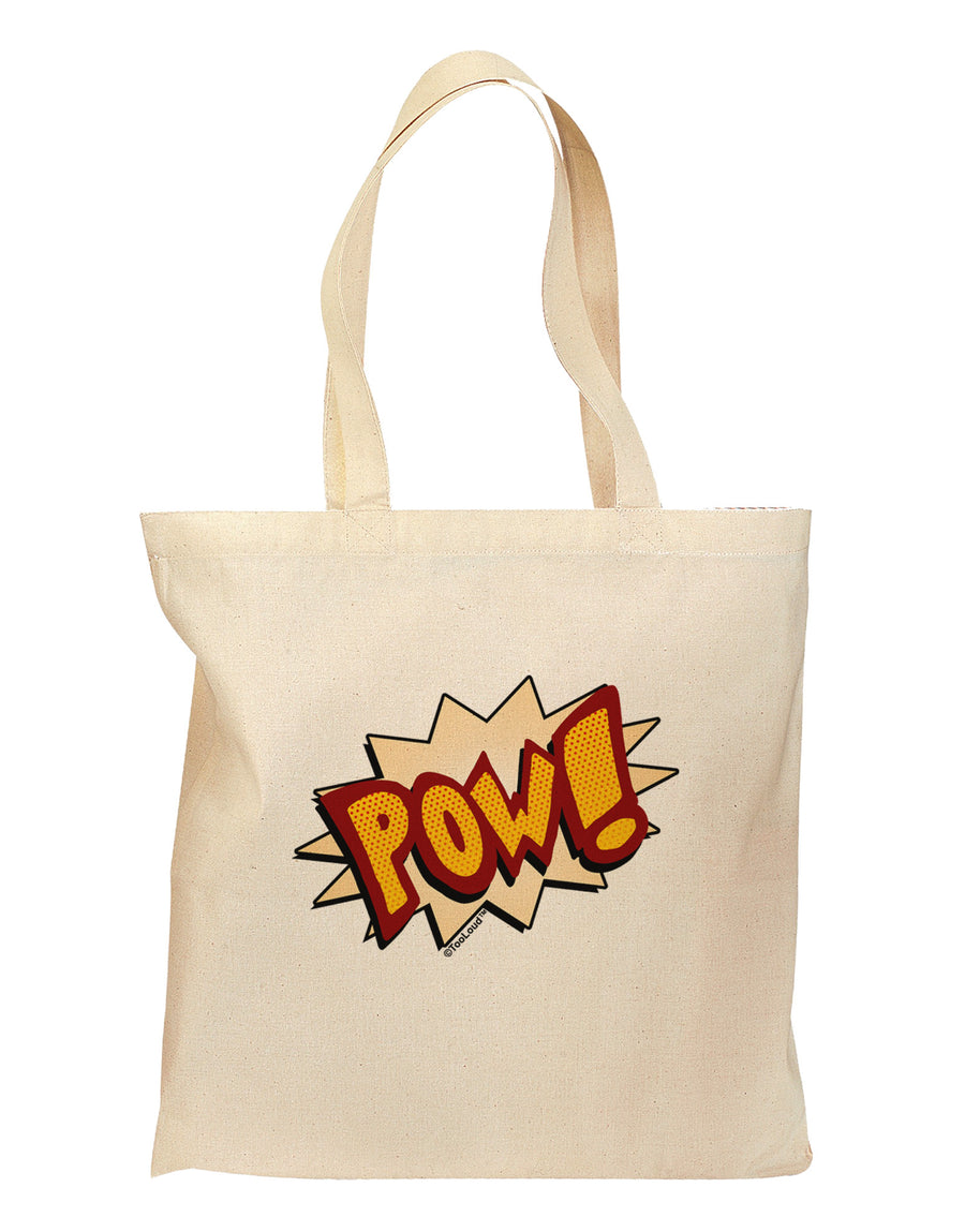 Onomatopoeia POW Grocery Tote Bag-Grocery Tote-TooLoud-Natural-Medium-Davson Sales