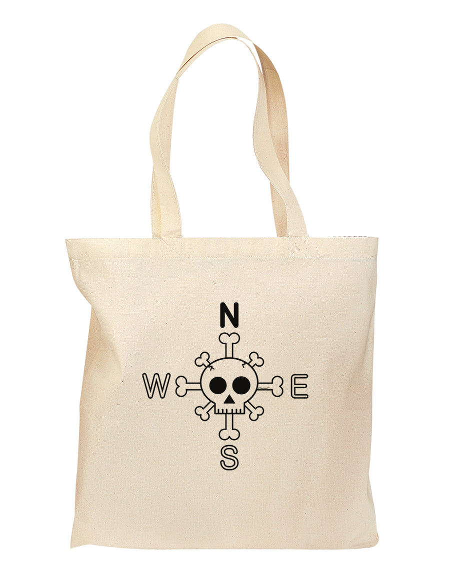 Compass Rose - Skull and Crossbones Grocery Tote Bag-Grocery Tote-TooLoud-Natural-Medium-Davson Sales