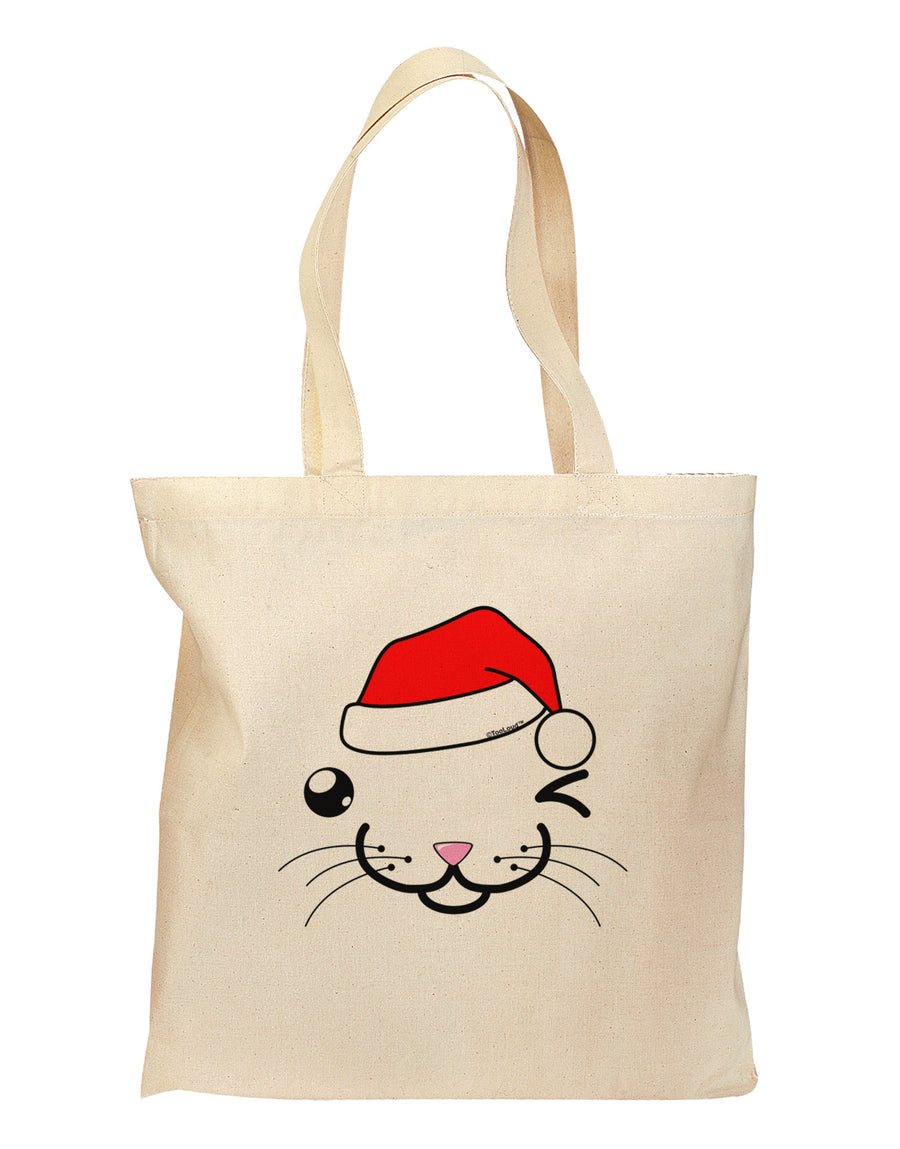 Kyu-T Face Kattio Santa Hat Boy Cat Grocery Tote Bag-Grocery Tote-TooLoud-Natural-Medium-Davson Sales