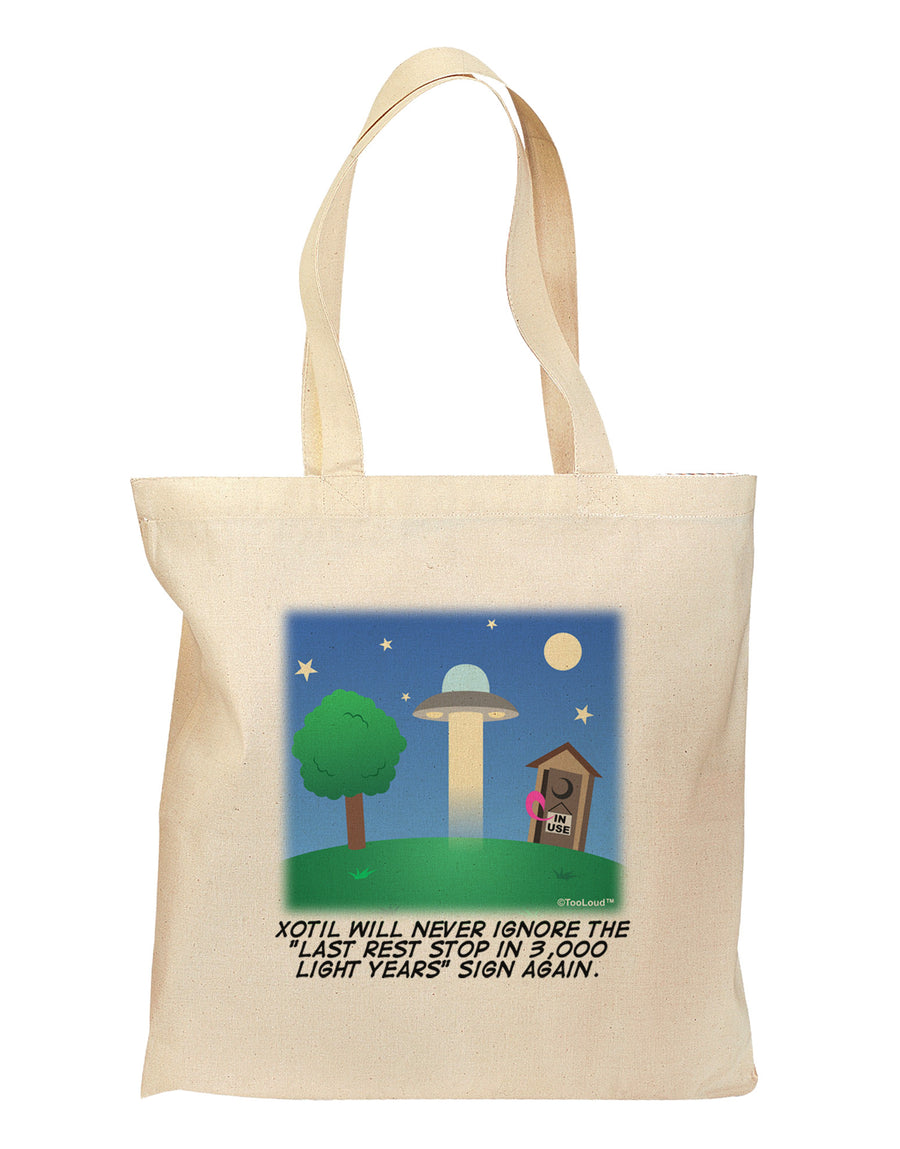 UFO Stopping At an Out-house Text Grocery Tote Bag by TooLoud-Grocery Tote-TooLoud-Natural-Medium-Davson Sales