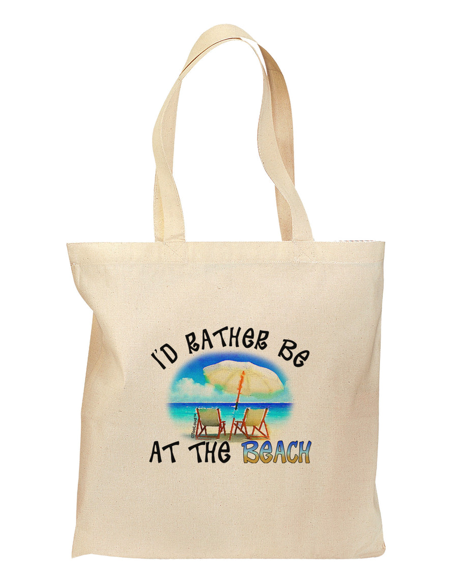 I'd Rather Be At The Beach Grocery Tote Bag - Natural-Grocery Tote-TooLoud-Natural-Medium-Davson Sales