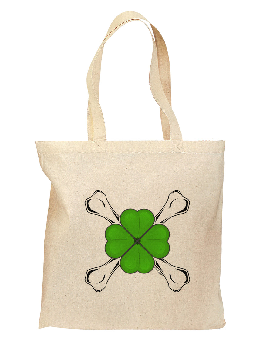 Clover and Crossbones Grocery Tote Bag - Natural by TooLoud-Grocery Tote-TooLoud-Natural-Medium-Davson Sales