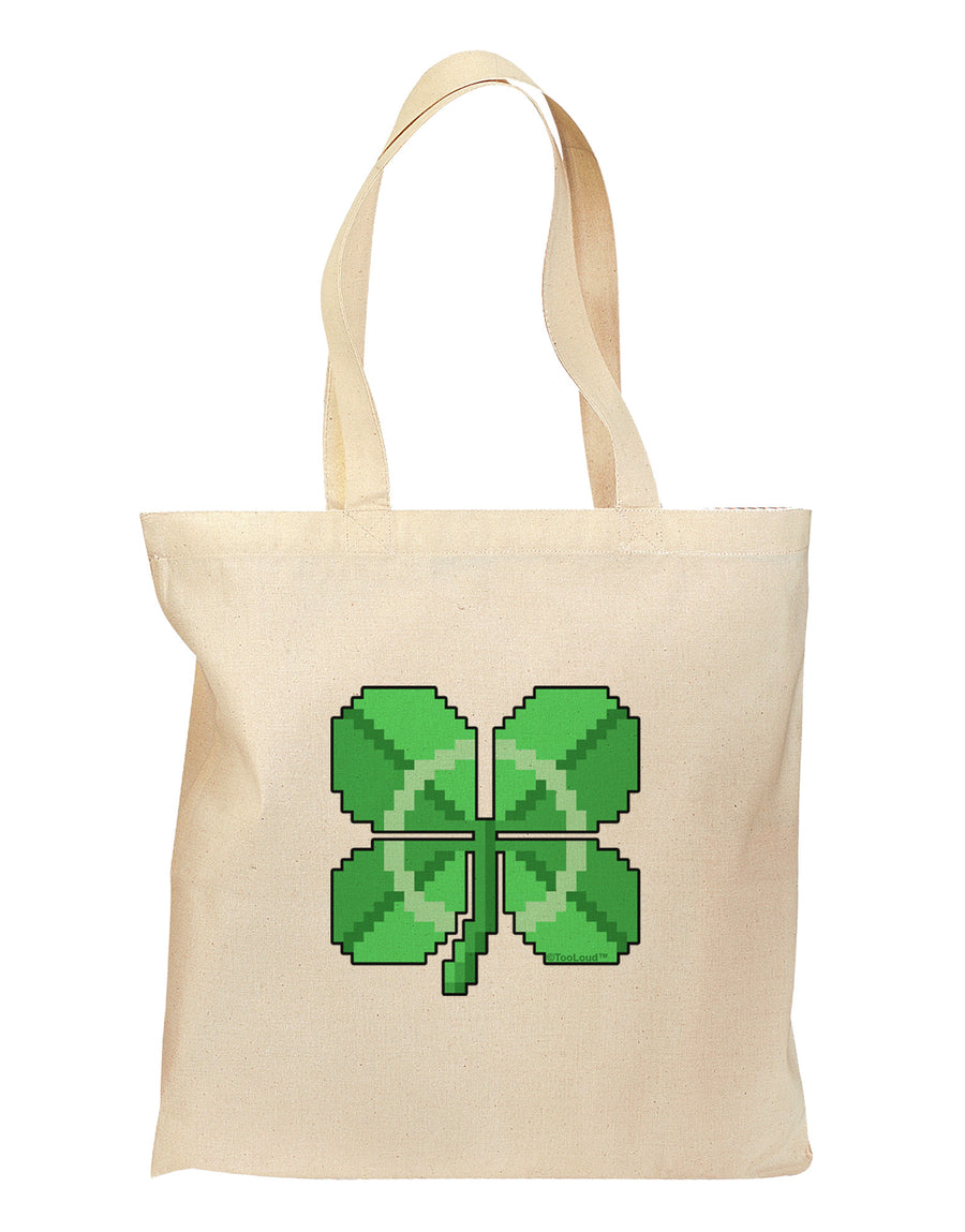 Pixel Four Leaf Clover Grocery Tote Bag-Grocery Tote-TooLoud-Natural-Medium-Davson Sales