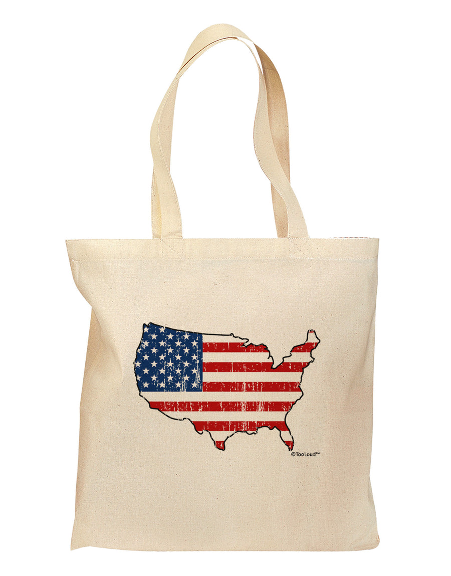 United States Cutout - American Flag Distressed Grocery Tote Bag by TooLoud-Grocery Tote-TooLoud-Natural-Medium-Davson Sales