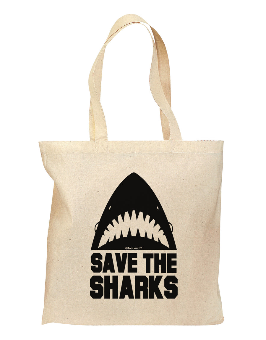 Save The Sharks Grocery Tote Bag-Grocery Tote-TooLoud-Natural-Medium-Davson Sales