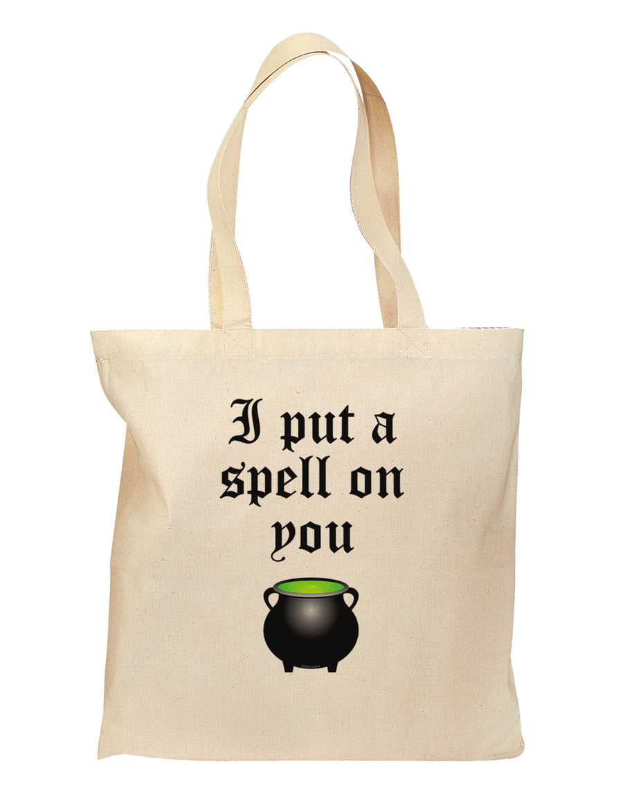 I Put A Spell On You Witches Cauldron Halloween Grocery Tote Bag-Grocery Tote-TooLoud-Natural-Medium-Davson Sales