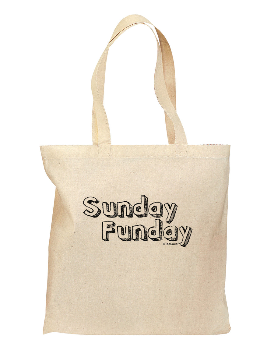 Sunday Funday Text Design Grocery Tote Bag by TooLoud-Grocery Tote-TooLoud-Natural-Medium-Davson Sales