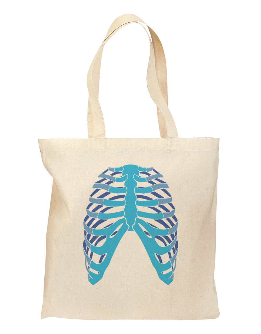 Human Blue Skeleton Bones Ribcage Grocery Tote Bag-Grocery Tote-TooLoud-Natural-Medium-Davson Sales