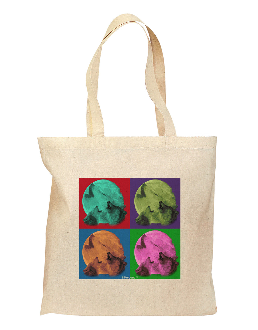 Three Wolves Howling - Pop-Art #1 Grocery Tote Bag by TooLoud-Grocery Tote-TooLoud-Natural-Medium-Davson Sales