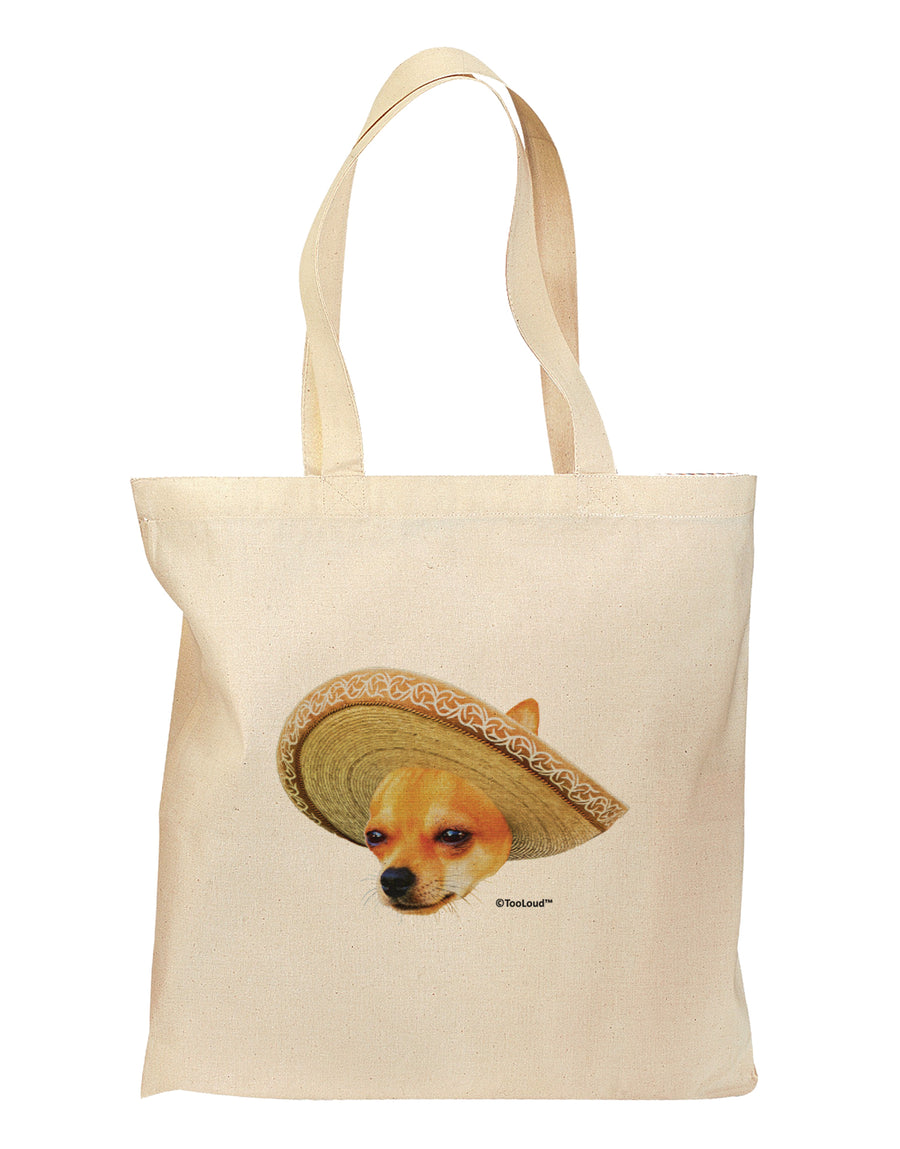 Chihuahua Dog with Sombrero - Patchwork Design Grocery Tote Bag by TooLoud-Grocery Tote-TooLoud-Natural-Medium-Davson Sales