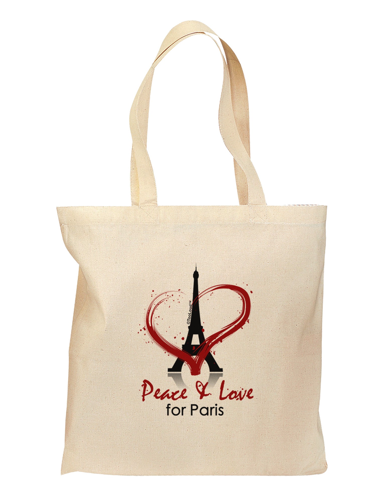 Peace & Love For Paris Grocery Tote Bag-Grocery Tote-TooLoud-Natural-Medium-Davson Sales