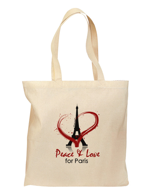 Peace & Love For Paris Grocery Tote Bag-Grocery Tote-TooLoud-Natural-Medium-Davson Sales