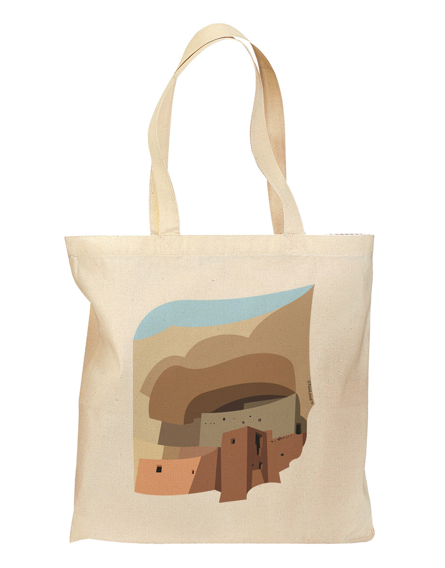 Montezuma Castle Artwork Grocery Tote Bag - Natural-Grocery Tote-TooLoud-Natural-Medium-Davson Sales