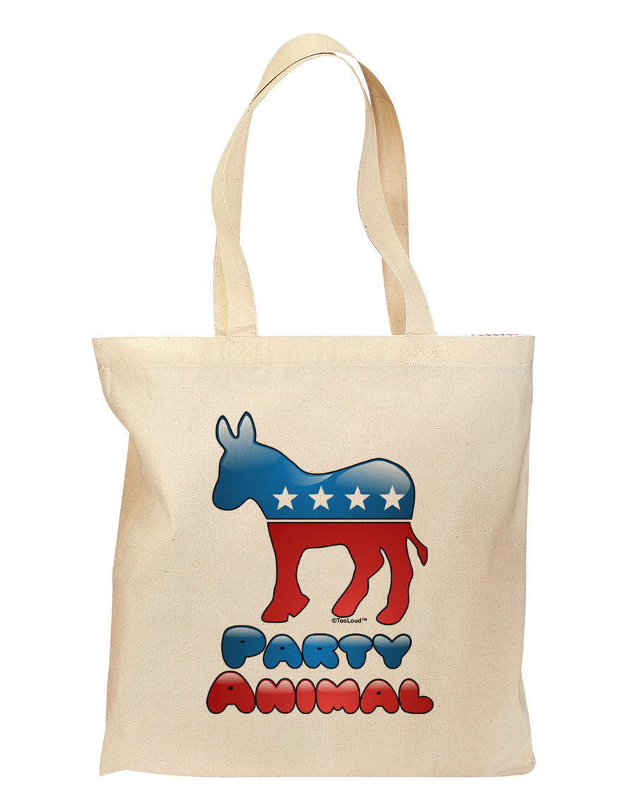 Democrat Party Animal Grocery Tote Bag-Grocery Tote-TooLoud-Natural-Medium-Davson Sales