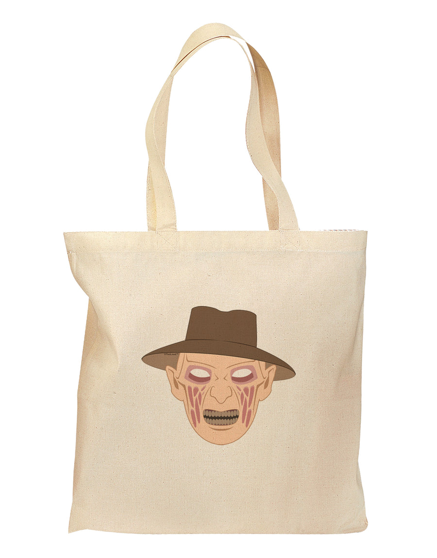 Scary Face With a Hat - Halloween Grocery Tote Bag-Grocery Tote-TooLoud-Natural-Medium-Davson Sales