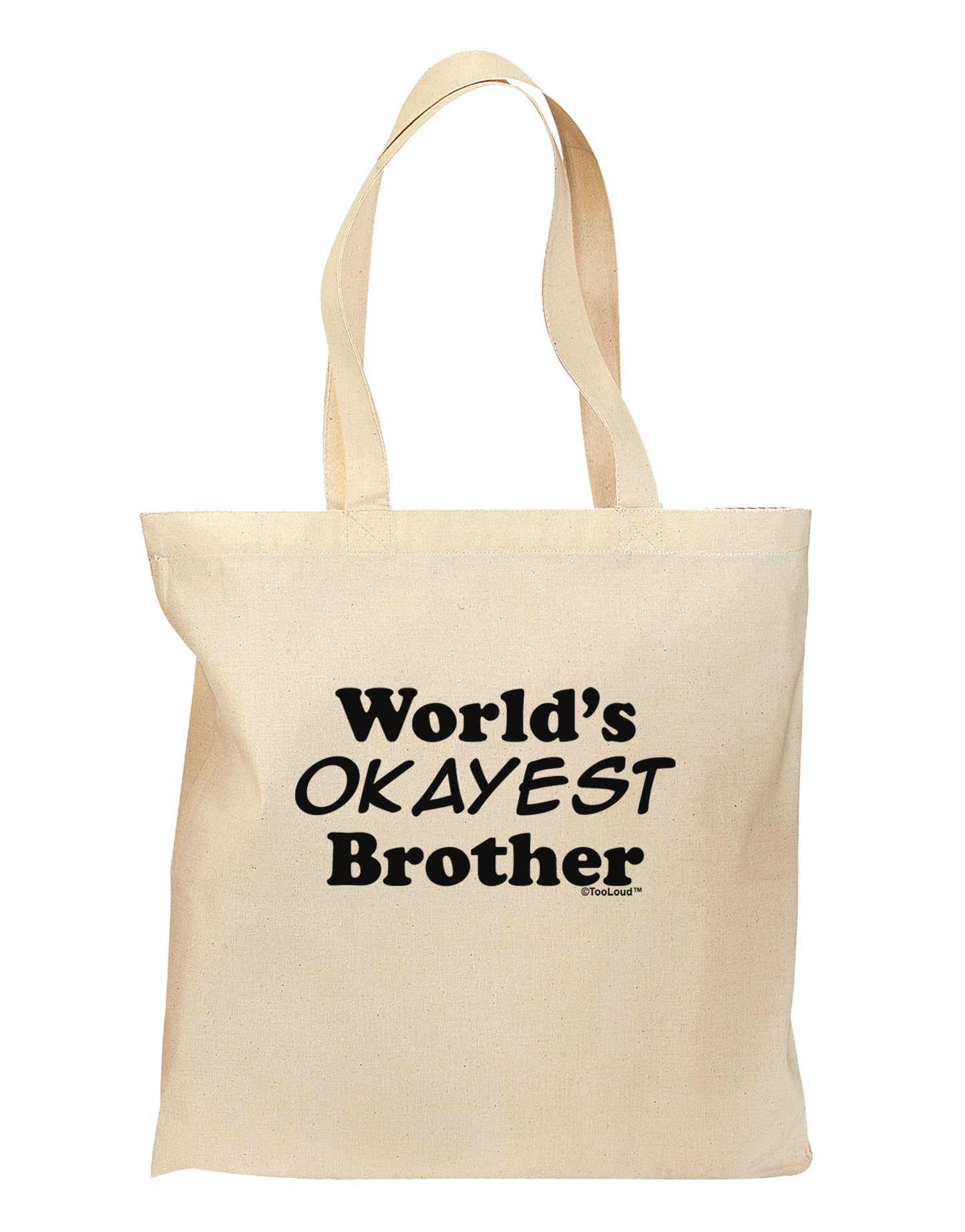 World's Okayest Brother Text Grocery Tote Bag by TooLoud-Grocery Tote-TooLoud-Natural-Medium-Davson Sales