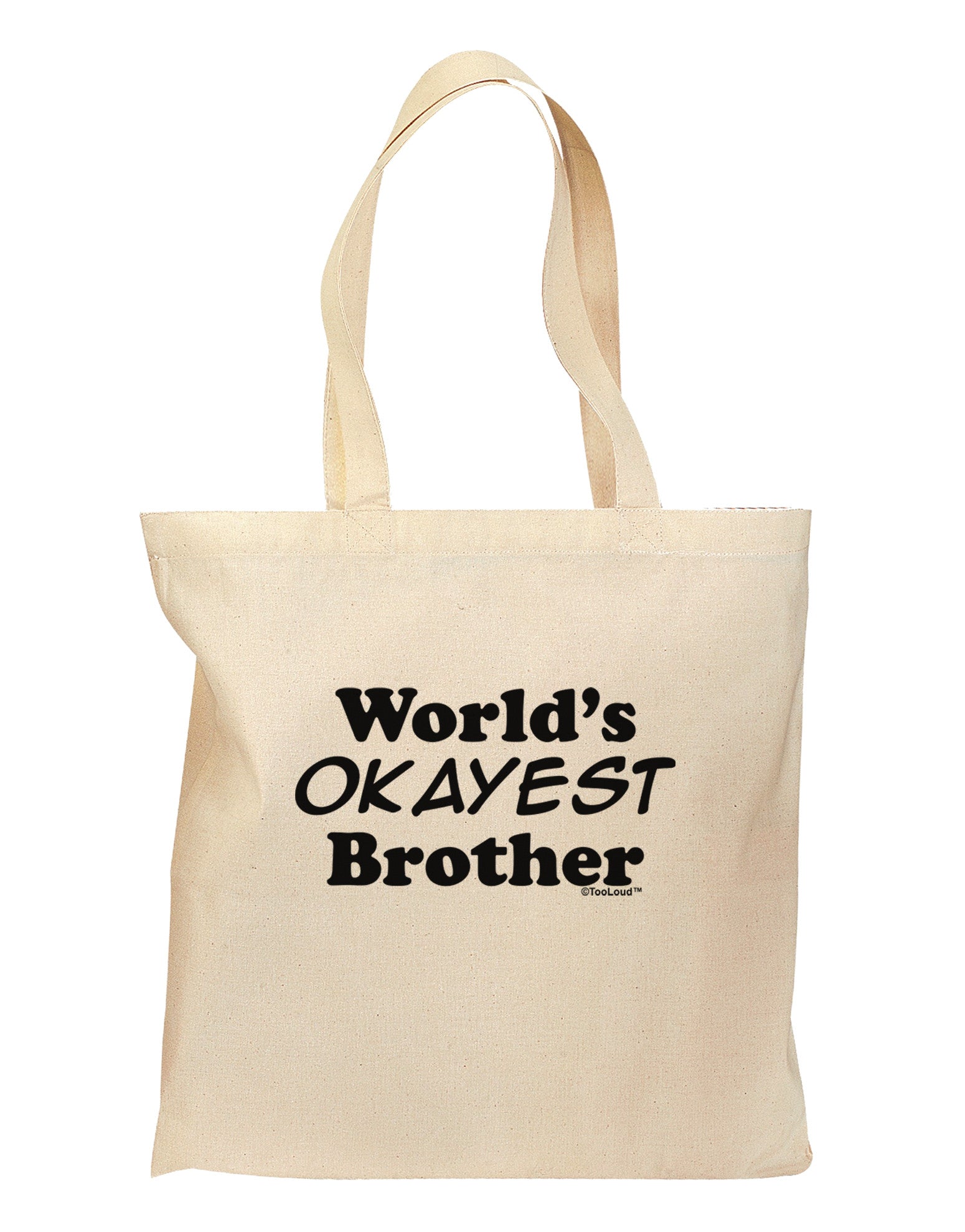 World's Okayest Brother Text Grocery Tote Bag by TooLoud-Grocery Tote-TooLoud-Natural-Medium-Davson Sales