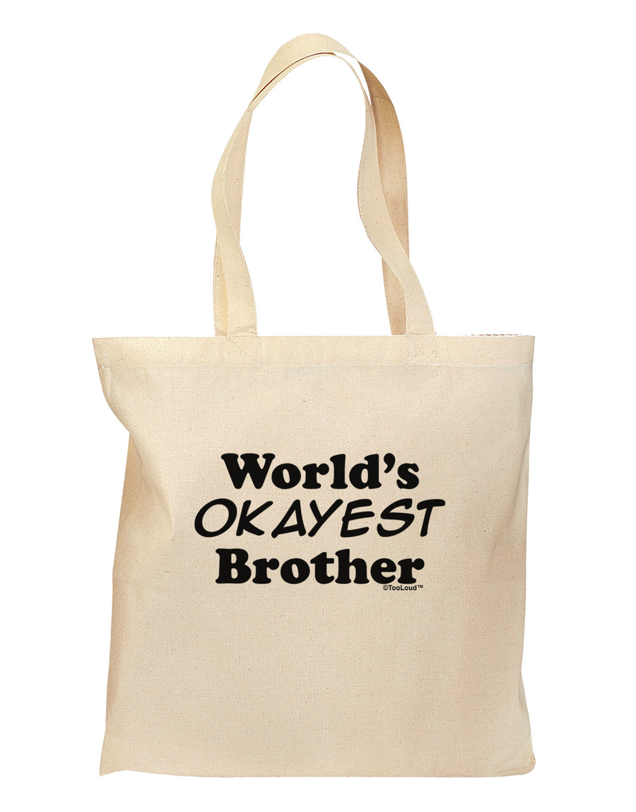 World's Okayest Brother Text Grocery Tote Bag by TooLoud-Grocery Tote-TooLoud-Natural-Medium-Davson Sales