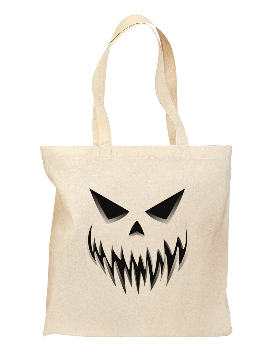 Scary Evil Jack O' Lantern Pumpkin Face Grocery Tote Bag-Grocery Tote-TooLoud-Natural-Medium-Davson Sales