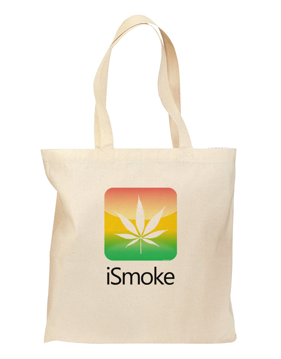 iSmoke Logo - Marijuana Leaf Grocery Tote Bag-Grocery Tote-TooLoud-Natural-Medium-Davson Sales